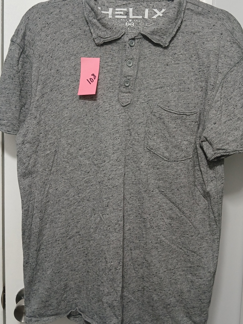 Helix Men's Heather Gray Short-Sleeve Polo with Chest Pocket